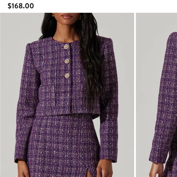 Lyssa Tweed Jacket by ASTR the Label Purple/black size Medium New with tags - Picture 1 of 2
